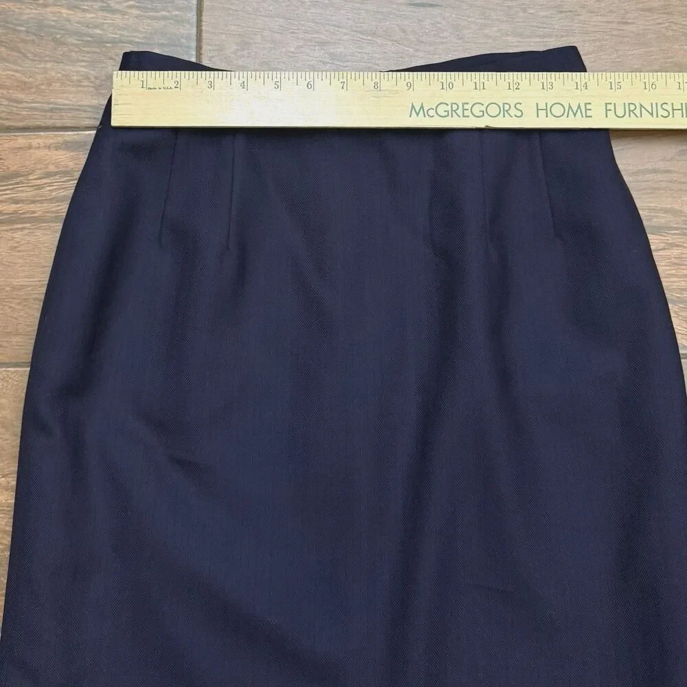 Vintage Pendleton Womens 8 Navy Blue 100% Virgin Wool Pencil Skirt Lined USA